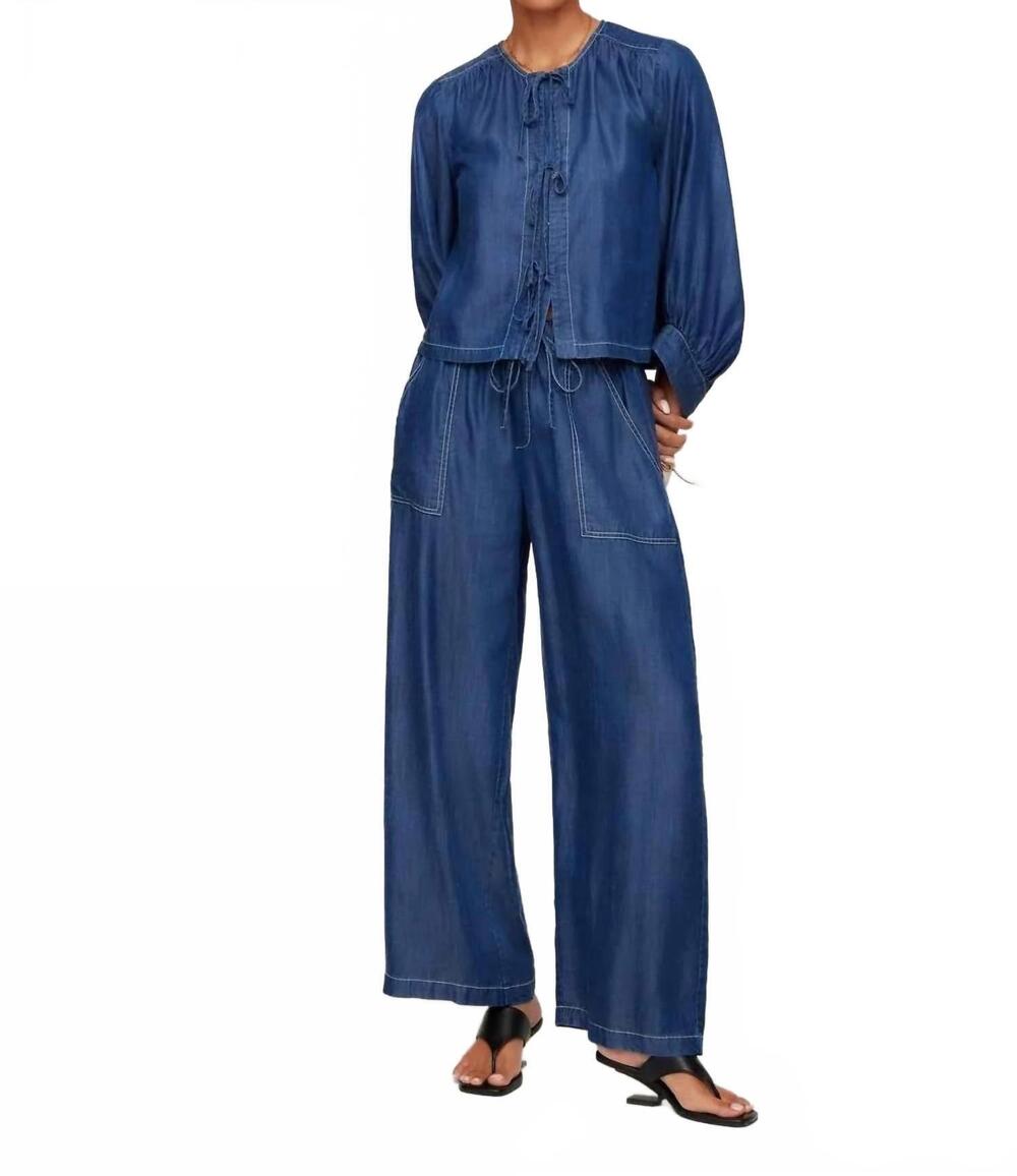 NEW FIFTEEN TWENTY kendra patch pockets pants in chambray
